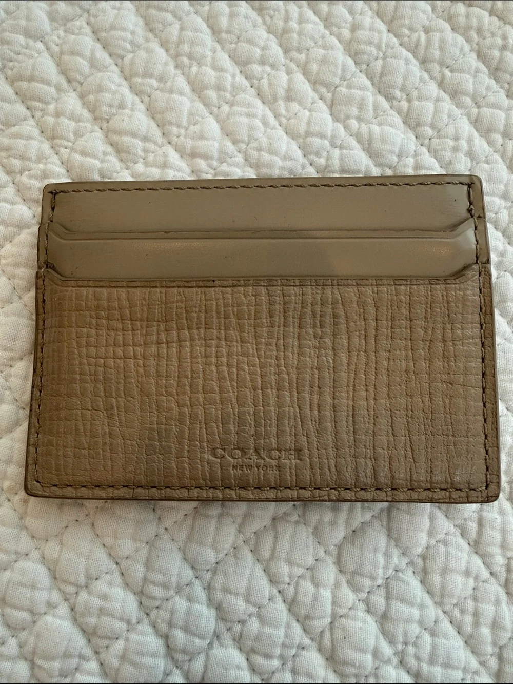 COACH Men's Taupe/Brown Leather Card Holder